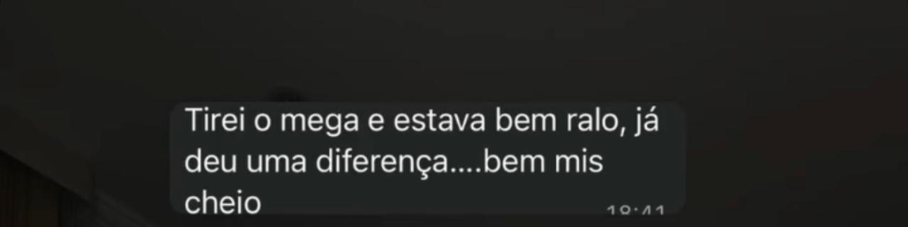 Mensagem de aluna sobre o cabelo mais cheio após retirar o mega hair