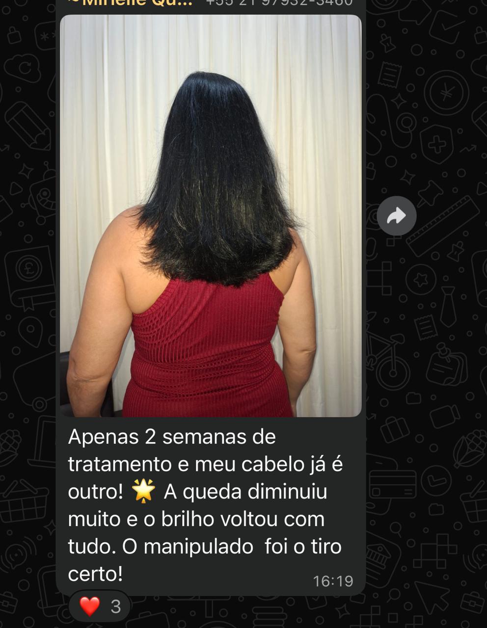 Foto e depoimento de aluna após duas semanas de tratamento